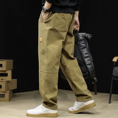 直筒休闲裤男美式复古冬季2023新款男士裤子宽松阔腿大码秋冬加厚商品大图