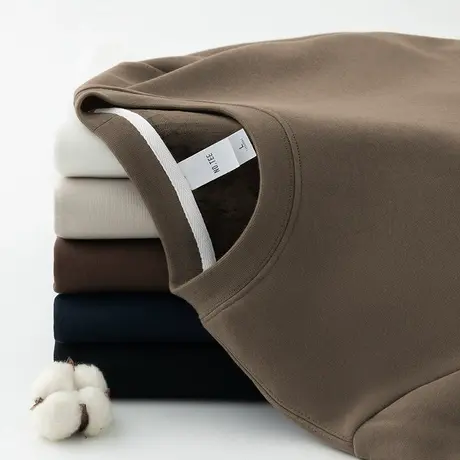 450g重磅长袖t恤男秋冬内搭打底衫加绒加厚圆领纯色小衫保暖秋衣商品大图