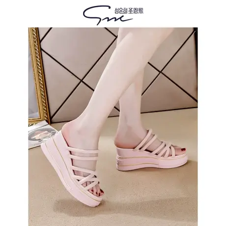 圣恩熙专柜同款夏季凉鞋女2024年新款简约厚底凉拖鞋女士露趾凉鞋商品大图