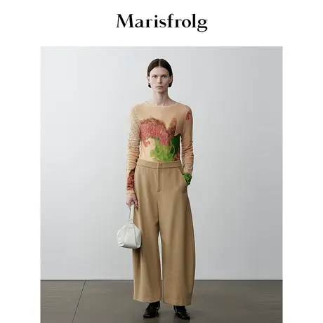 【商场同款】玛丝菲尔冬新款花色圆领套头修身打底针织衫商品大图