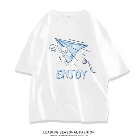 ZR真维斯白色短袖女夏季 2023新款宽松t恤女潮流设计感纯棉女上衣商品大图