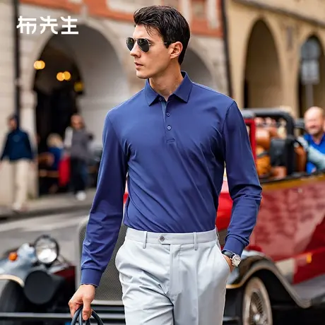 MrBu布先生异色门襟衬衫领男款长袖秋季纯棉中年上衣BT12291商品大图