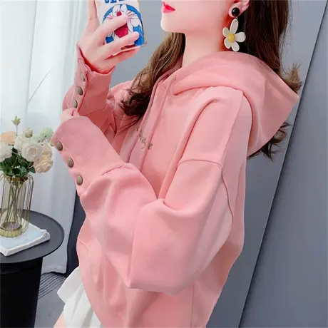 超火短款小个子连帽卫衣女秋季2023年新款韩版宽松设计感洋气上衣商品大图