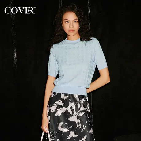 COVER秋季羊毛混纺亮丝千鸟格上衣商品大图