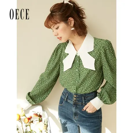 Oece复古碎花衬衫年秋季新款女装设计感小众衬衣法式气质上衣商品大图