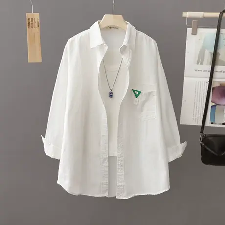 秋装新款韩版慵懒风长袖纯色衬衫女ins潮宽松小众设计感外套上衣商品大图