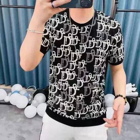 火爆新款网红ins半袖夏季男T恤短袖圆领冰丝薄款韩版潮牌衣服百搭商品大图