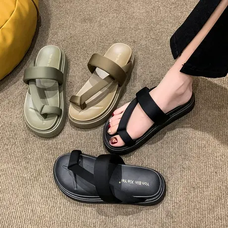 网红凉拖鞋女款夏天2024年新款夏季百搭厚底夹趾仙女风外穿高级感商品大图
