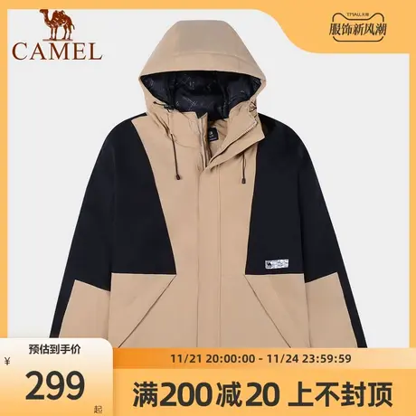 骆驼官方旗舰店夹棉冲锋衣潮流拼撞色棉服外套男女户外防水登山服商品大图