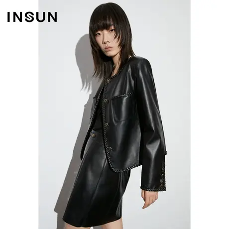 COVER2023春季绵羊皮圆领皮衣外套图片