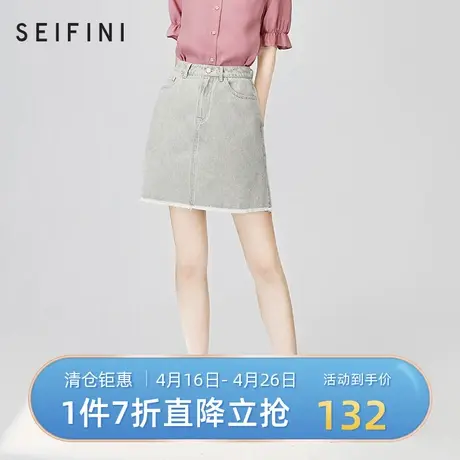 诗凡黎夏新款高腰显瘦a字裙休闲短裙女半身裙牛仔裙3B4441621商品大图