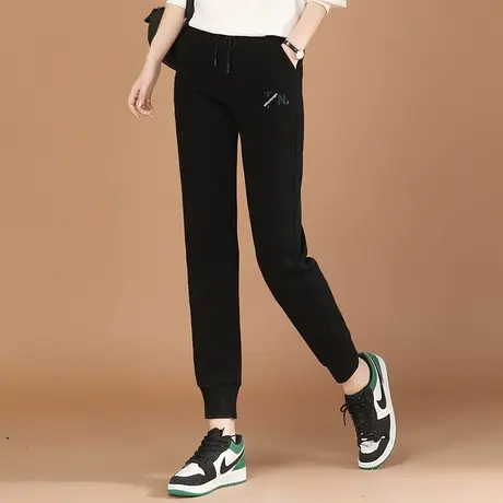 韩潮袭人松紧腰刺绣运动束脚裤女2024春新款小个子休闲显瘦卫裤商品大图