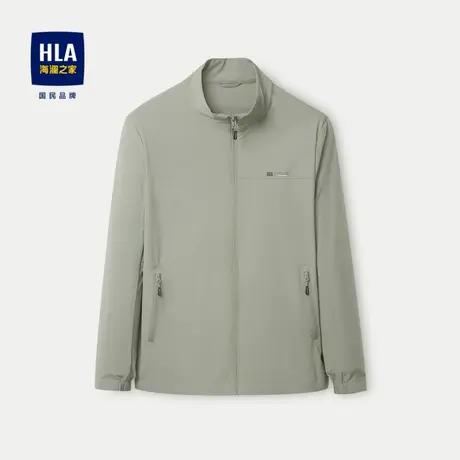 HLA/海澜之家字母印花夹克2024春夏新款纯色立领透气休闲风外套男图片