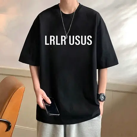 夏季纯棉重磅短袖T恤男潮牌2023新款男装半袖美式vintage体恤上衣商品大图