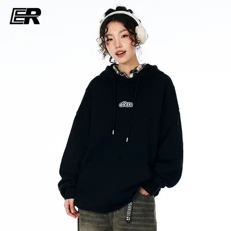 ER基础字母卫衣2025春秋新款美式休闲潮牌情侣抽绳帽衫男女同款图片