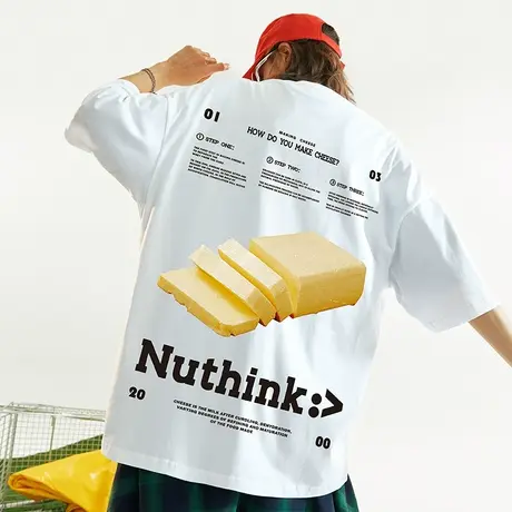 Nuthink欧美潮流小众设计短袖T恤男女同款夏季潮牌ins情侣装上衣商品大图
