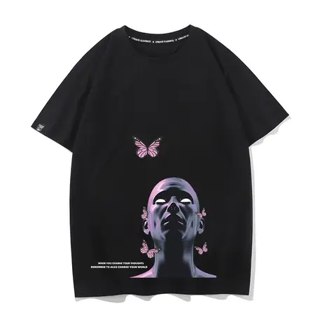 秀洛改变思想改变世界改变自己纯棉打底衫宽松短袖情侣装T恤半袖商品大图