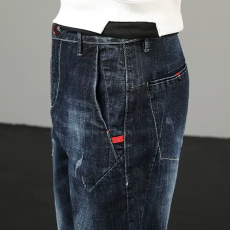 男裤2023新款高端牛仔裤男士宽松直筒休闲长裤子秋冬款冬季加绒裤图片