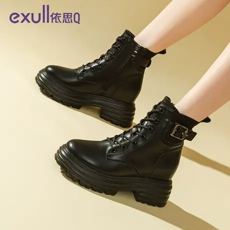 依思q棉靴女冬2023年新款加绒加厚女靴爆款短靴女秋冬马丁靴女款商品大图