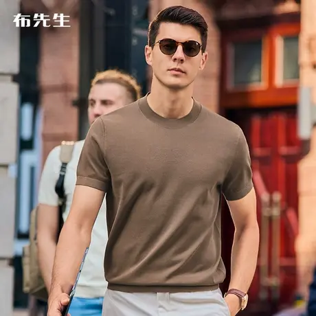 MrBu布先生字母印花透气速干针织t恤男2023夏莫兰迪青年装AT12125商品大图