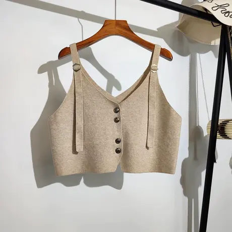 针织马甲小背心外穿春秋新款v领叠穿可调节肩带无袖吊带开衫上衣商品大图