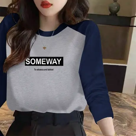 长袖t恤女春装插肩袖小众独特别致上衣2023年新款纯棉打底衫内搭商品大图