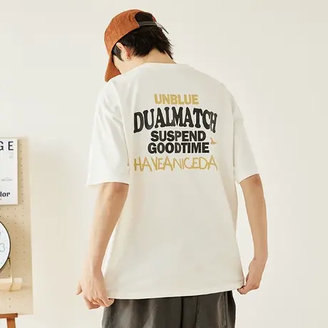 日系复古白色t恤男短袖男款重磅半袖衣服潮牌潮流露营风夏季体恤图片