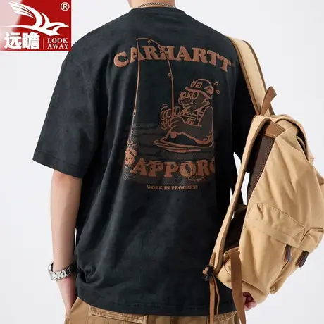 短袖t恤男士宽松潮牌夏季薄款2023新款衣服男款纯棉重磅男装体恤商品大图