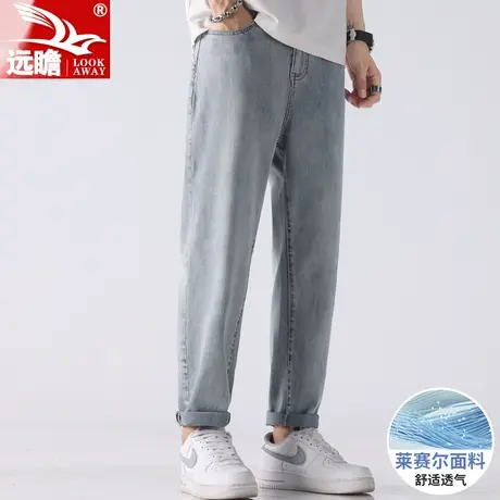 夏季薄款天丝牛仔裤男宽松直筒男裤2023新款潮牌冰丝休闲长裤子男商品大图