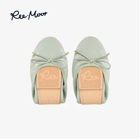 REEMOOR睿慕系蝴蝶结软皮软底平底鞋蛋卷鞋舒适浅口单鞋豆豆鞋女商品大图