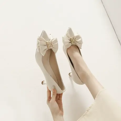 法式气质小众职业单鞋女2023春季新款性感百搭尖头浅口细跟高跟鞋图片