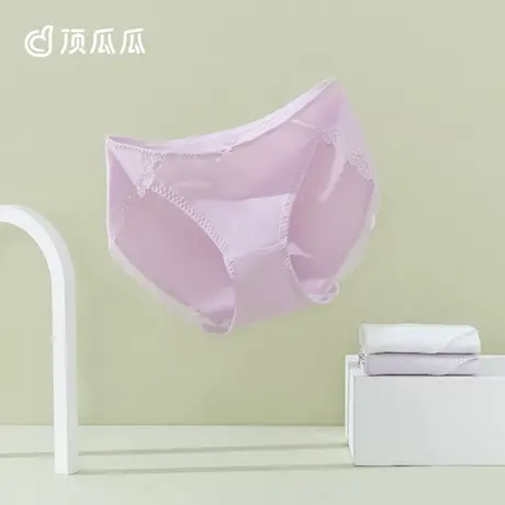 顶瓜瓜女士三角内裤中腰大码蕾丝性感舒适纯棉裆短裤3条装商品大图