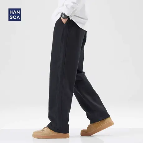 hansca美式重磅卫裤男春夏款潮牌薄款宽松直筒阔腿垂感休闲运动裤图片