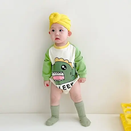 新生婴儿连体衣服夏季薄款套装纯棉空调睡衣宝宝夏装长袖哈衣爬服商品大图