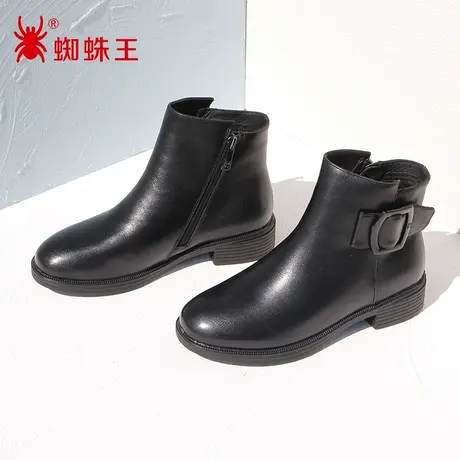 SPIDER KING/蜘蛛王时装靴真皮2022冬季商场新款裸靴子女加绒软底图片