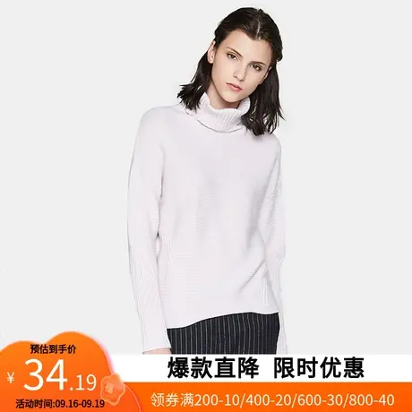 艾格2023春季女装休闲时尚潮流纯色个性高领加厚套头针织衫Y86商品大图
