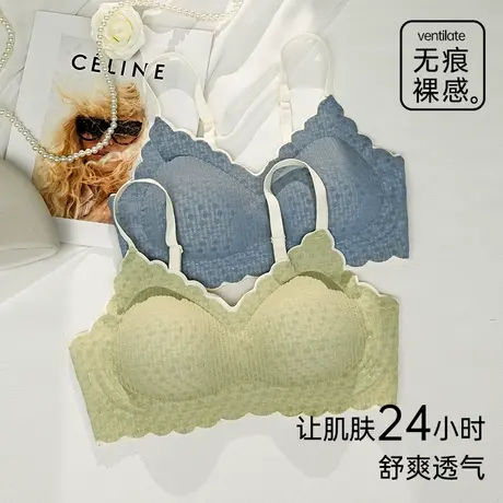 内衣女小胸聚拢上托防下垂无痕软支撑无钢圈收副乳显大薄款文胸罩商品大图