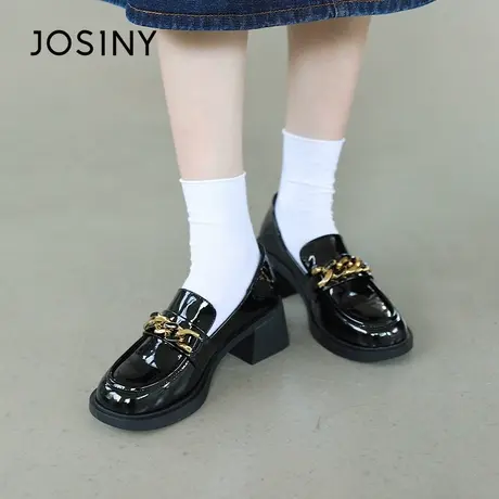 卓诗尼2023新款英伦风小皮鞋厚底乐福鞋女英伦风小皮鞋春秋jk单鞋图片