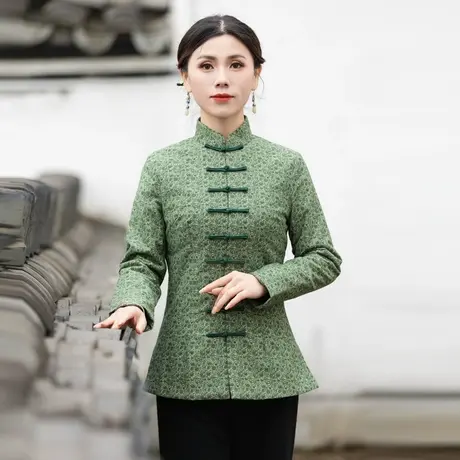 筠雅唐装女冬季新款中国风年轻款改良旗袍上衣中式女装外套23J630商品大图