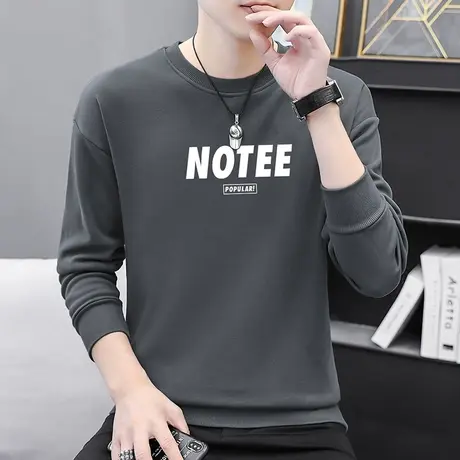 2023新款圆领卫衣男潮ins春秋款宽松潮流百搭加绒套头无帽长袖t恤商品大图