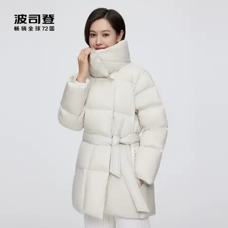 波司登女冬羽绒服时尚立领设计修身腰带休闲简约百搭奥莱商品大图