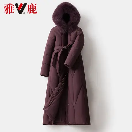 雅鹿狐狸大毛领羽绒服女中长款2022冬季新款妈妈款宽松保暖外套潮商品大图
