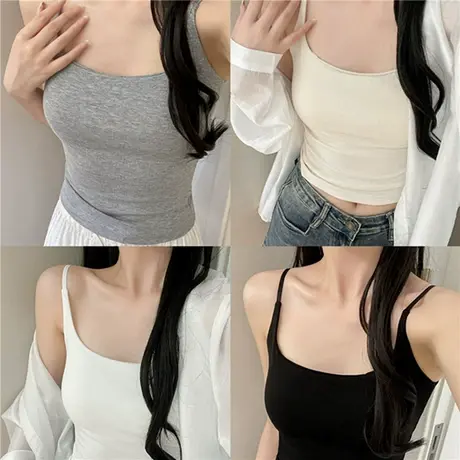 吊带背心女夏2025新款带胸垫内搭美背内衣文胸一体式外穿白色上衣图片
