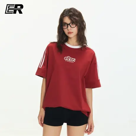 【凉感】ER字母短袖T恤男2025夏季美式潮牌半袖宽松休闲体恤女商品大图