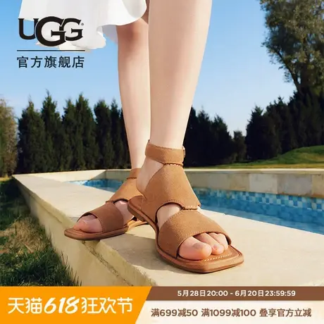 UGG夏季新款女士舒适时尚简约轻便露趾平跟搭扣休闲凉鞋 1167453图片