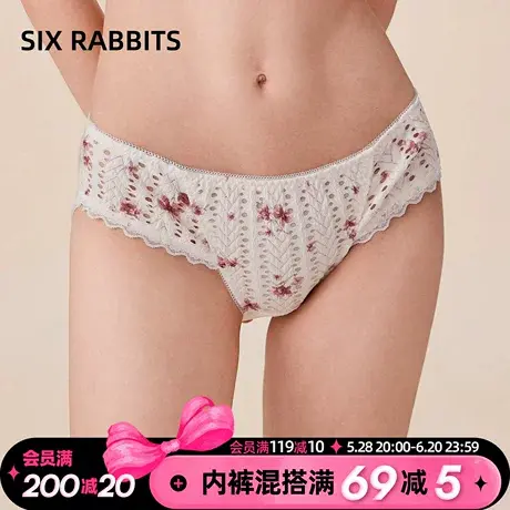 六只兔子法式复古碎花蕾丝花边甜美少女内裤低腰棉质透气性感内裤商品大图