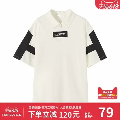 美特斯邦威T恤男士夏季新款宽松撞色拼接绣花短袖Polo衫上衣图片