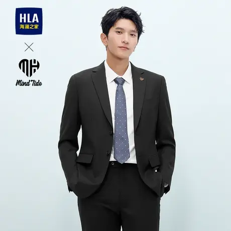 HLA/海澜之家亦心即为正装黑色西服套装25春夏新平驳领通勤套西男图片