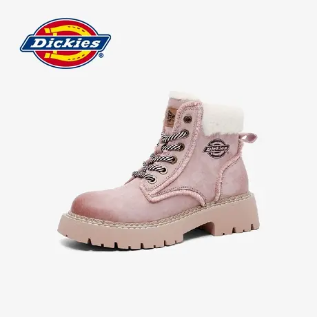 Dickies雪地靴女2024年冬季新款棉鞋加绒保暖马丁靴女粉色短靴子商品大图