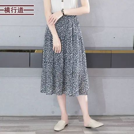 碎花中长款雪纺宽松褶皱半身裙2023新夏显瘦休闲外穿洋气女裙下装图片